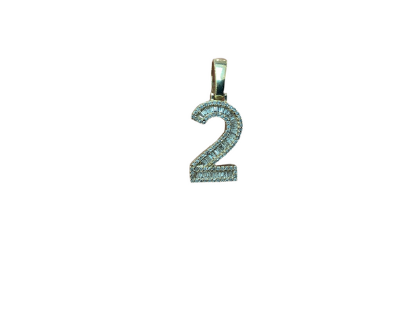 Jordan Jewelers Natural Number Charm 10 Kt Gold Diamonds 0.60 Ctw