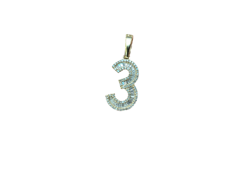 Jordan Jewelers Natural Number Charm 10 Kt Gold Diamonds 0.54 Ctw