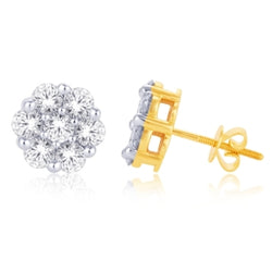 10KT-0.15CTW FLOWER EARRINGS