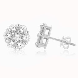 10KT-1.00CTW FLOWER EARRINGS