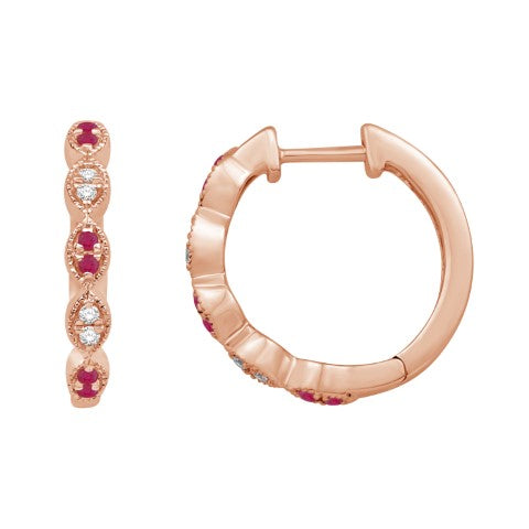 14KT-0.16CTW (0.10 Ruby) HOOPS