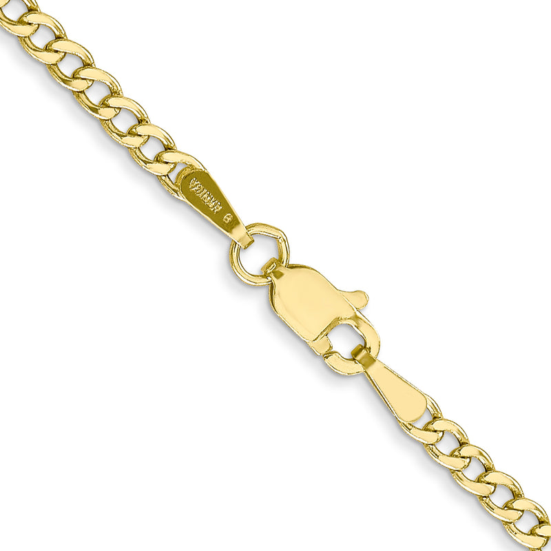 10k 2.5mm Semi-Solid Curb Link Chain
