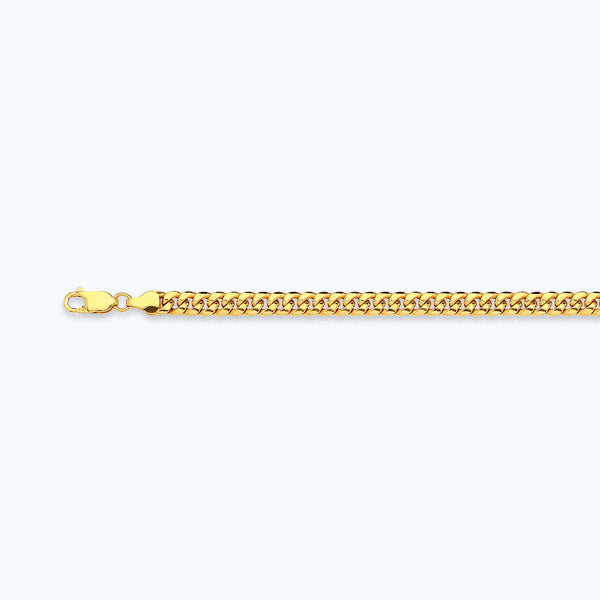 10K 3MM YELLOW GOLD HOLLOW MIAMI CUBAN 7" CHAIN BRACELET