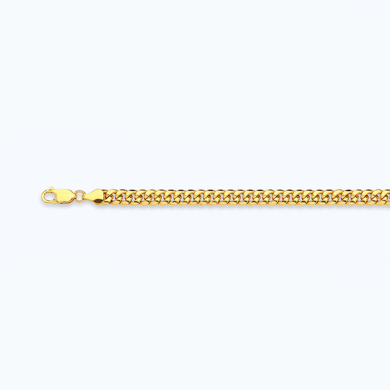 10K 3MM YELLOW GOLD HOLLOW MIAMI CUBAN 7" CHAIN BRACELET