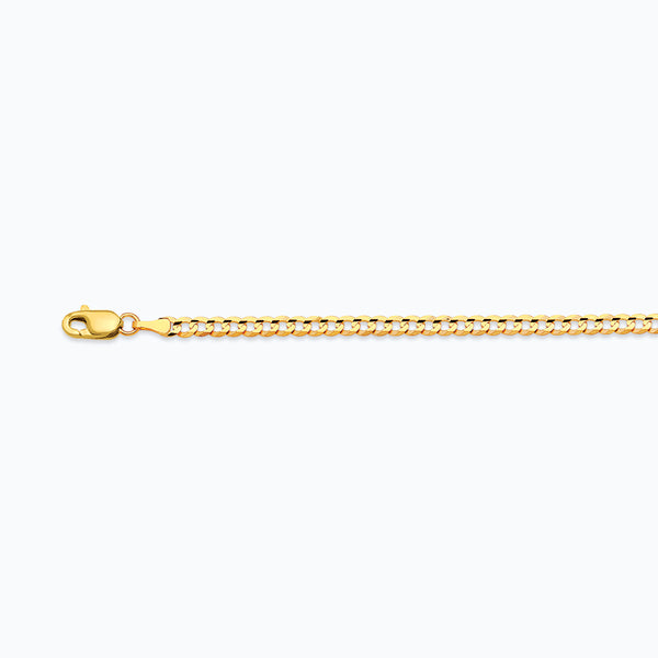 10K 2.5MM YELLOW GOLD SOLID CURB 22" CHAIN NECKLACE