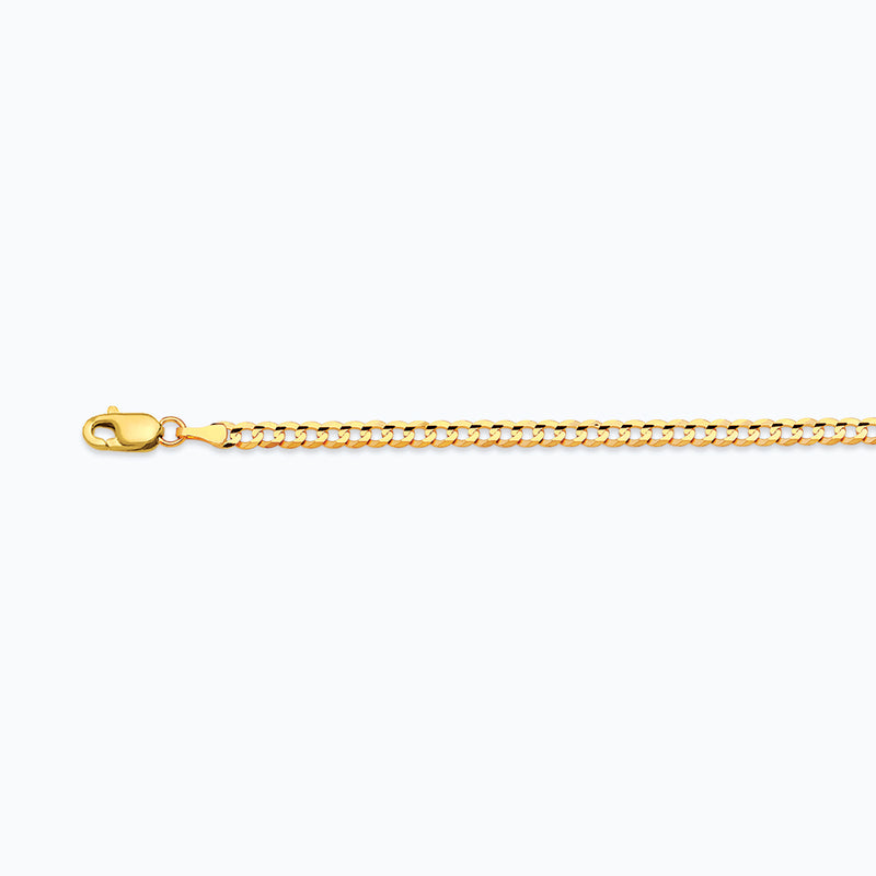 10K 2.5MM YELLOW GOLD SOLID CURB 7.5" CHAIN BRACELET