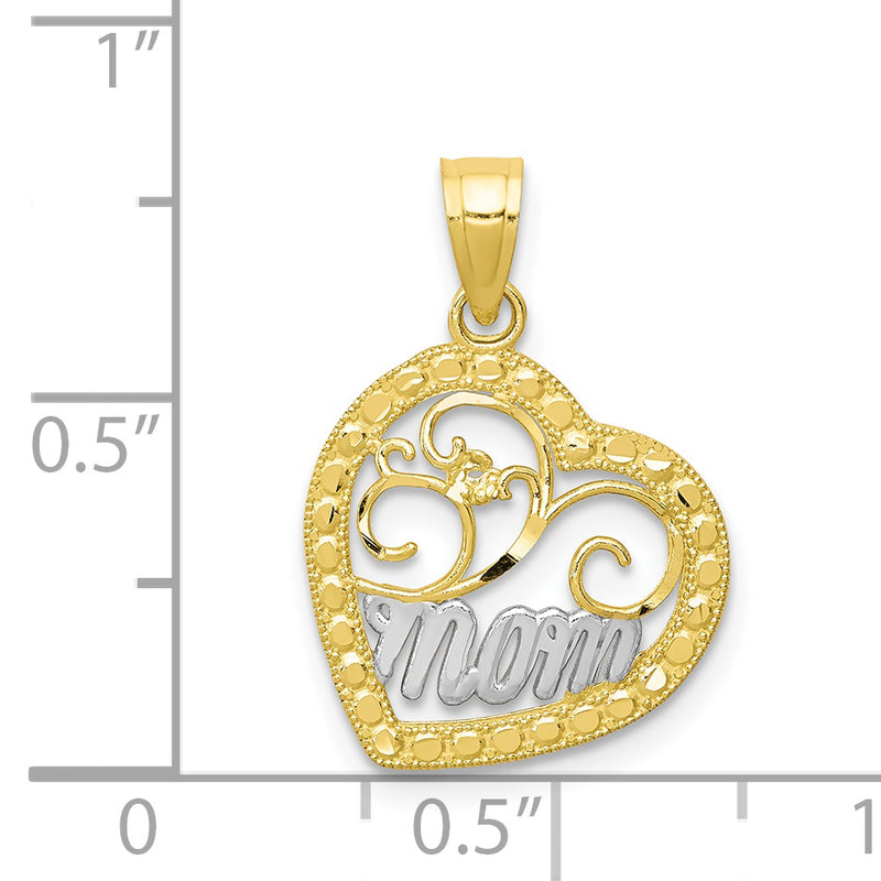 10K & Rhodium MOM Heart Charm