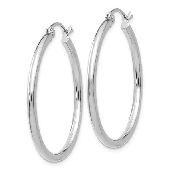 10K White Gold Polished 2mm Tube Hoop Earrings