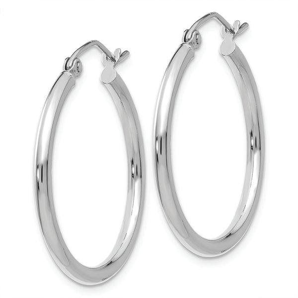 10K White Gold Polished 2mm Tube Hoop Earrings