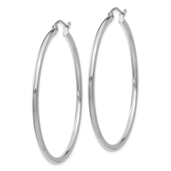 10K White Gold Polished 2mm Tube Hoop Earrings