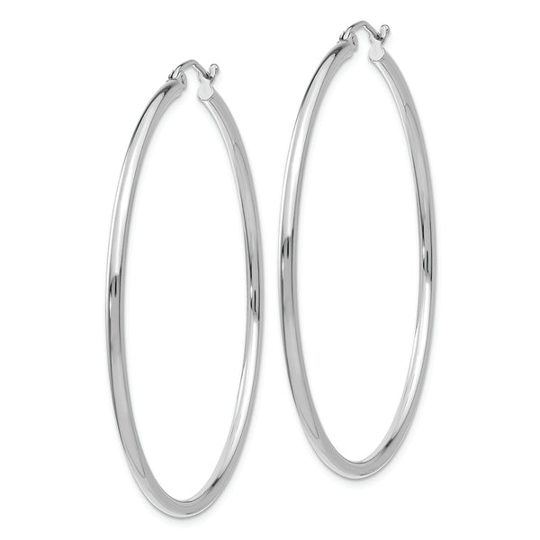 10K White Gold Polished 2mm Tube Hoop Earrings