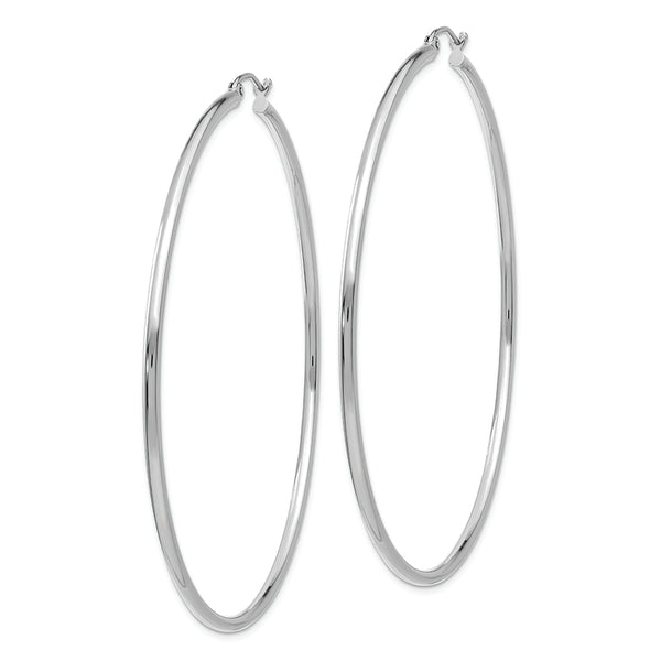 10K White Gold Polished 2mm Tube Hoop Earrings