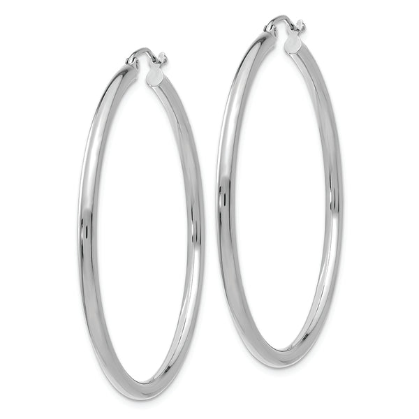 10K White Gold Polished 2.5mm Tube Hoop Earrings