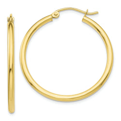 10K Polished 2mm Tube Hoop Earrings