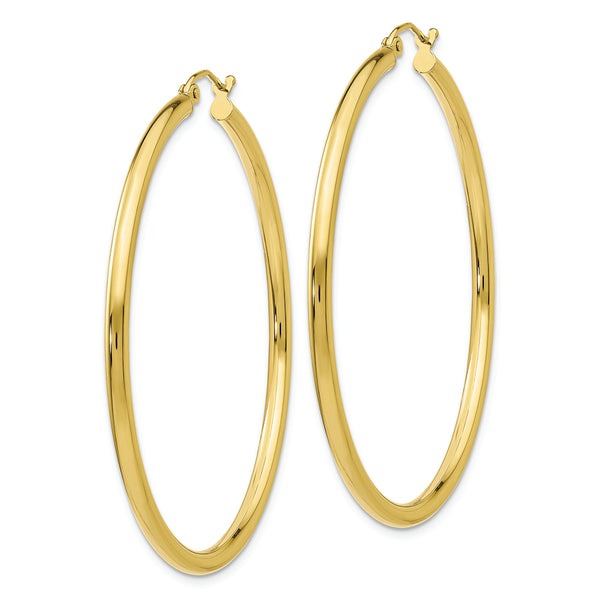 10K Polished 2.5mm Tube Hoop Earrings