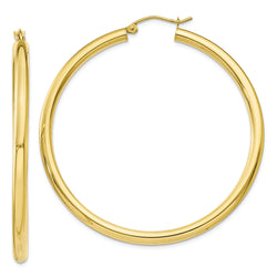 10K Polished 3mm Tube Hoop Earrings