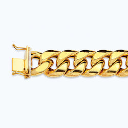 14K 15MM YELLOW GOLD HOLLOW MIAMI CUBAN 7" CHAIN BRACELET