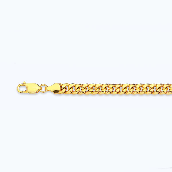 14K 4.5MM YELLOW GOLD HOLLOW MIAMI CUBAN 8" CHAIN BRACELET