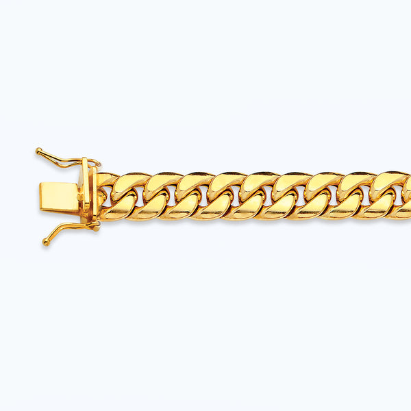 14K 8.5MM YELLOW GOLD HOLLOW MIAMI CUBAN 9" CHAIN BRACELET