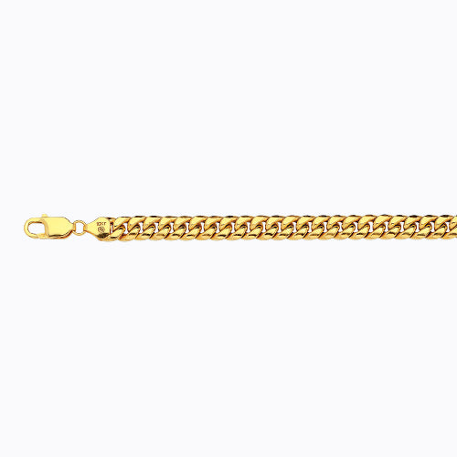 14K 7.5MM YELLOW GOLD HOLLOW MIAMI CUBAN 16" CHAIN NECKLACE