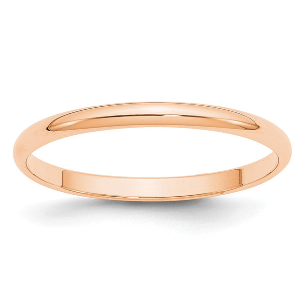 10k Rose Gold 2mm LTW Half Round Band Size 11