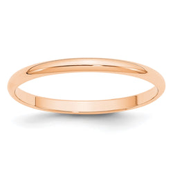 10k Rose Gold 2mm LTW Half Round Band Size 14