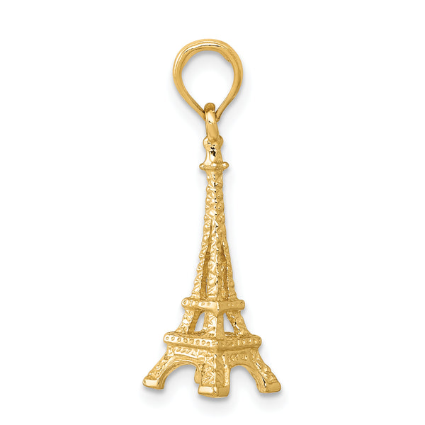 14k Solid Polished 3-D Eiffel Tower Charm