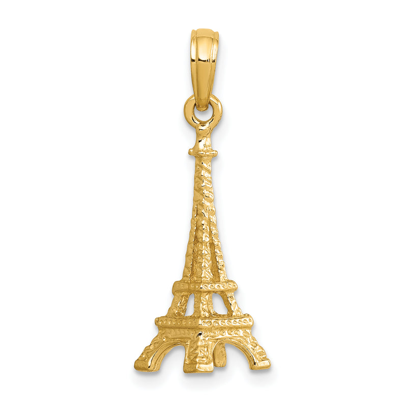 14k Solid Polished 3-D Eiffel Tower Charm