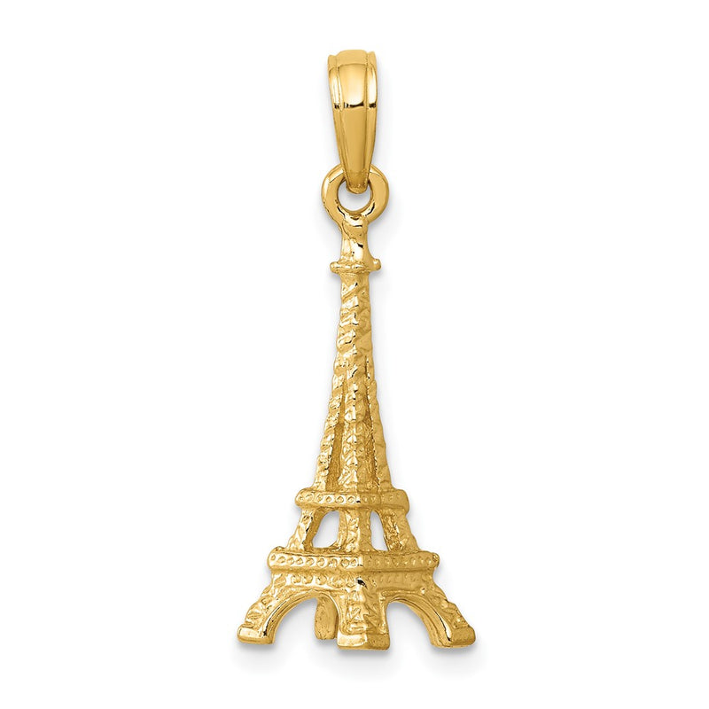 14k Solid Polished 3-D Eiffel Tower Charm