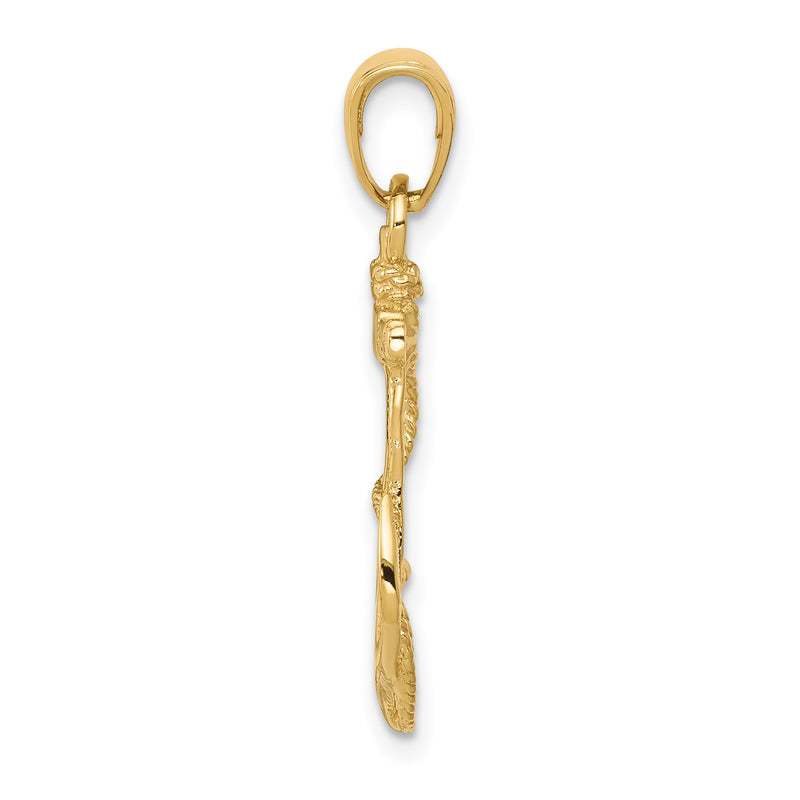 14k Solid Polished Anchor Pendant