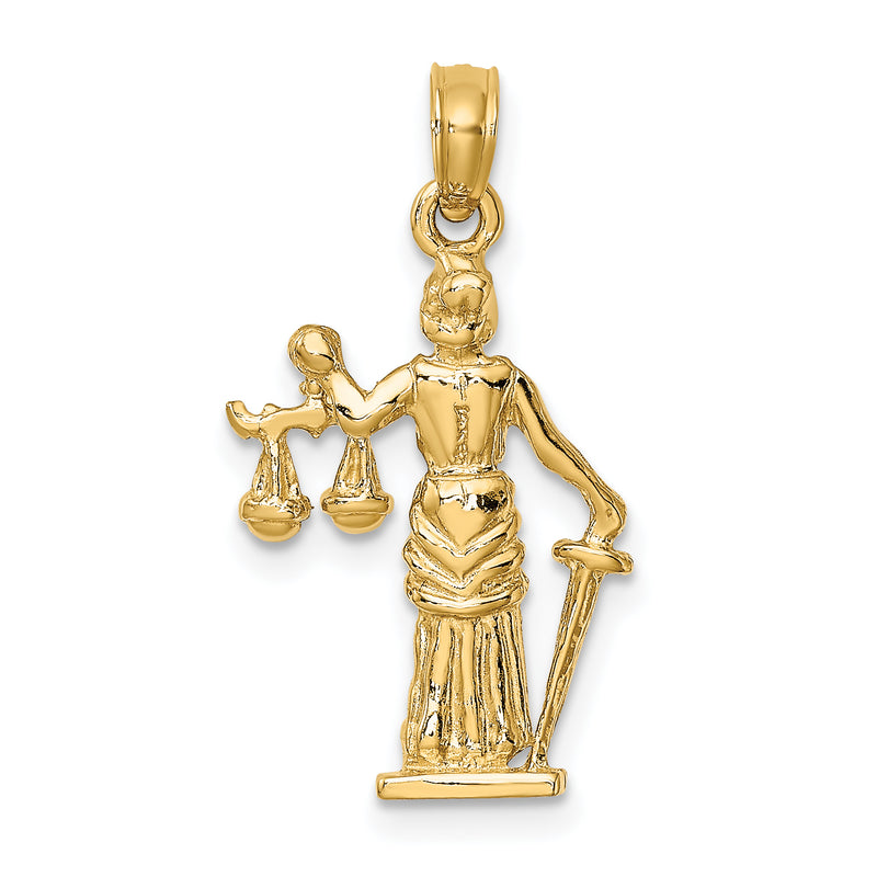 14k 3-D Lady of Justice w/Moveable Scales Pendant