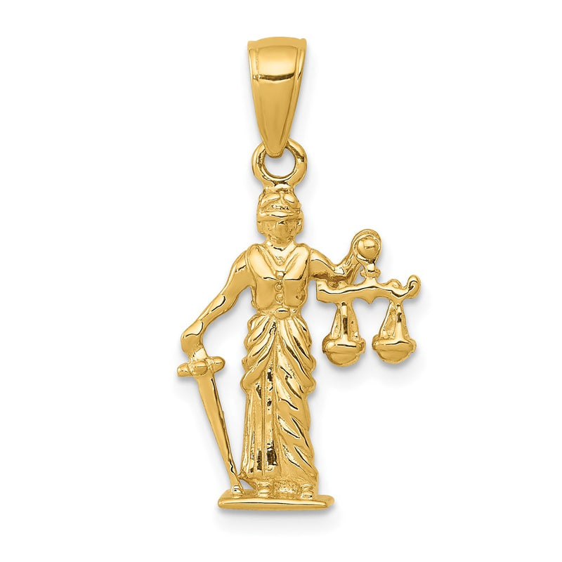 14k 3-D Lady of Justice w/Moveable Scales Pendant