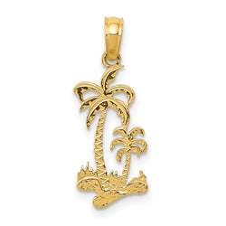 14k Double Palm Trees Pendant