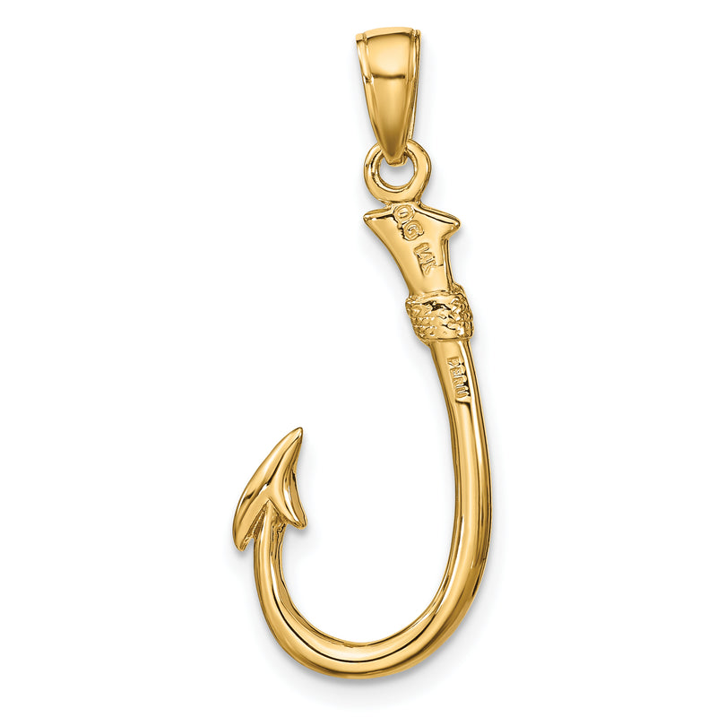 14k 3-D Fishing Hook Pendant