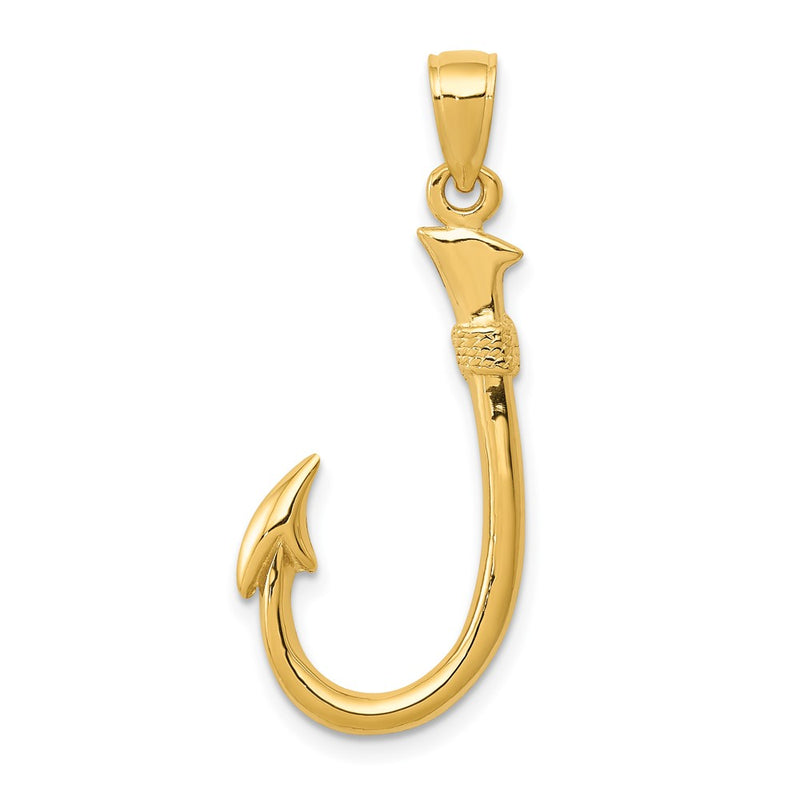 14k 3-D Fishing Hook Pendant