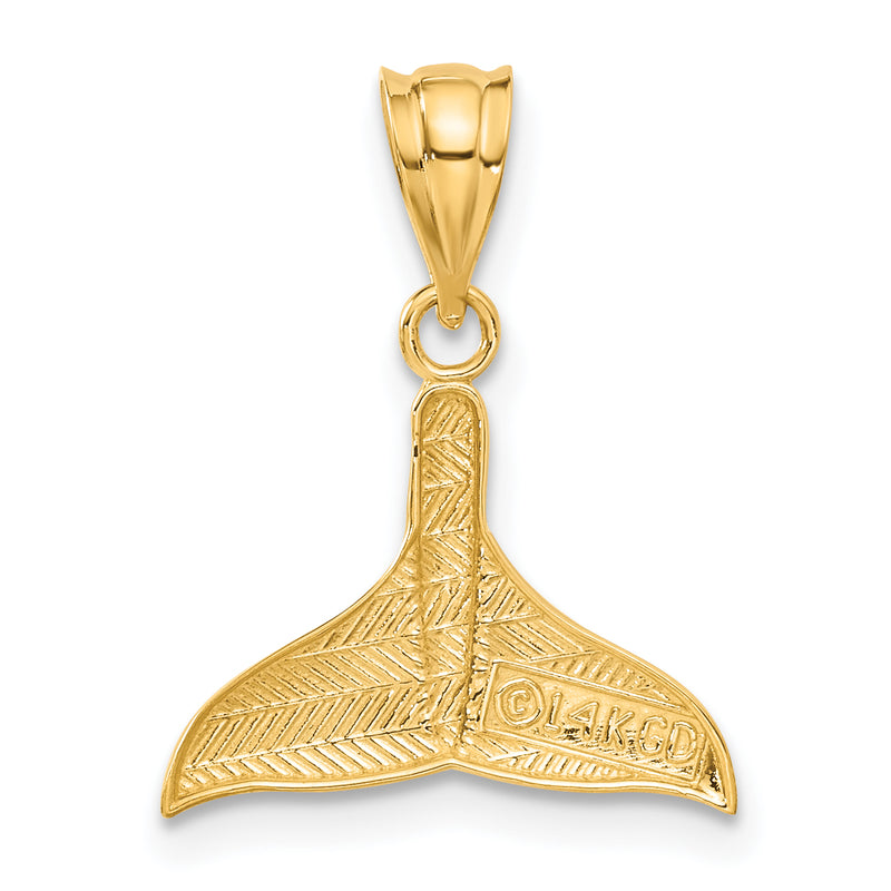 14k Solid Polished Open-Backed Whale Tail Pendant