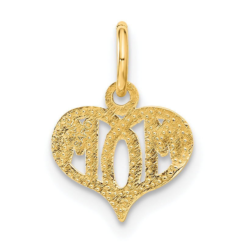 14k MOM Heart Charm