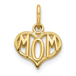 14k MOM Heart Charm