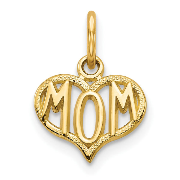 14k MOM Heart Charm