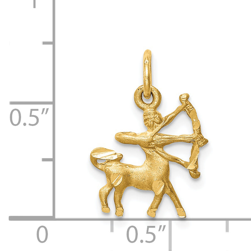 14k Satin Diamond-cut Sagittarius Zodiac Charm