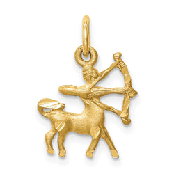 14k Satin Diamond-cut Sagittarius Zodiac Charm