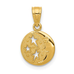 14k Moon and Stars Pendant