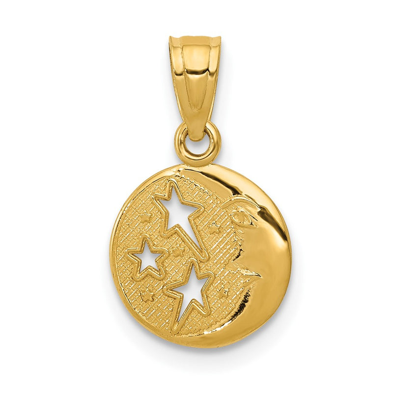 14k Moon and Stars Pendant