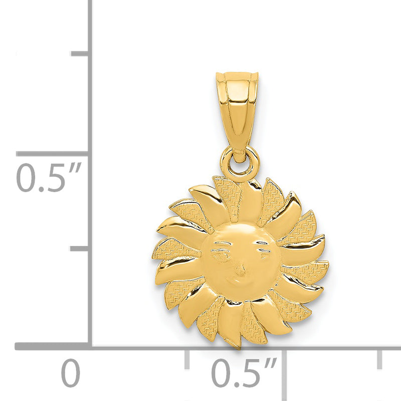 14k Polished Sun with Face Pendant