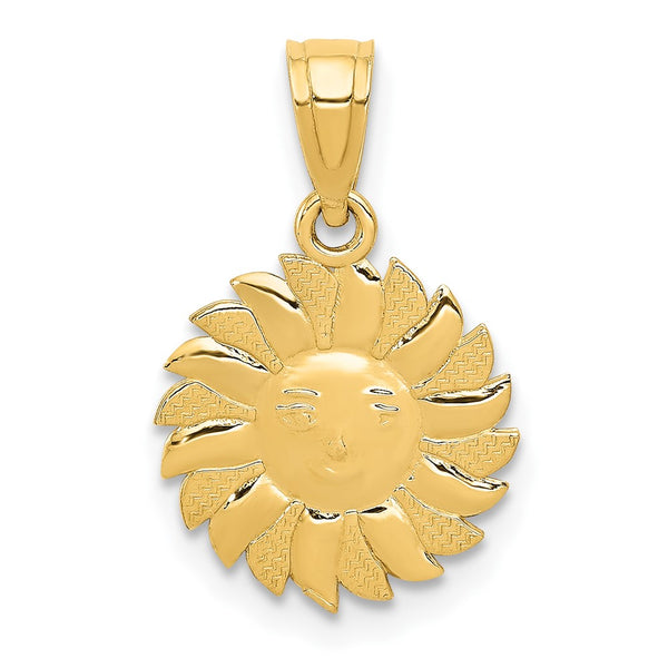 14k Polished Sun with Face Pendant