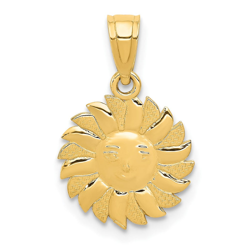 14k Polished Sun with Face Pendant