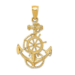 14K Anchor and Wheel Pendant