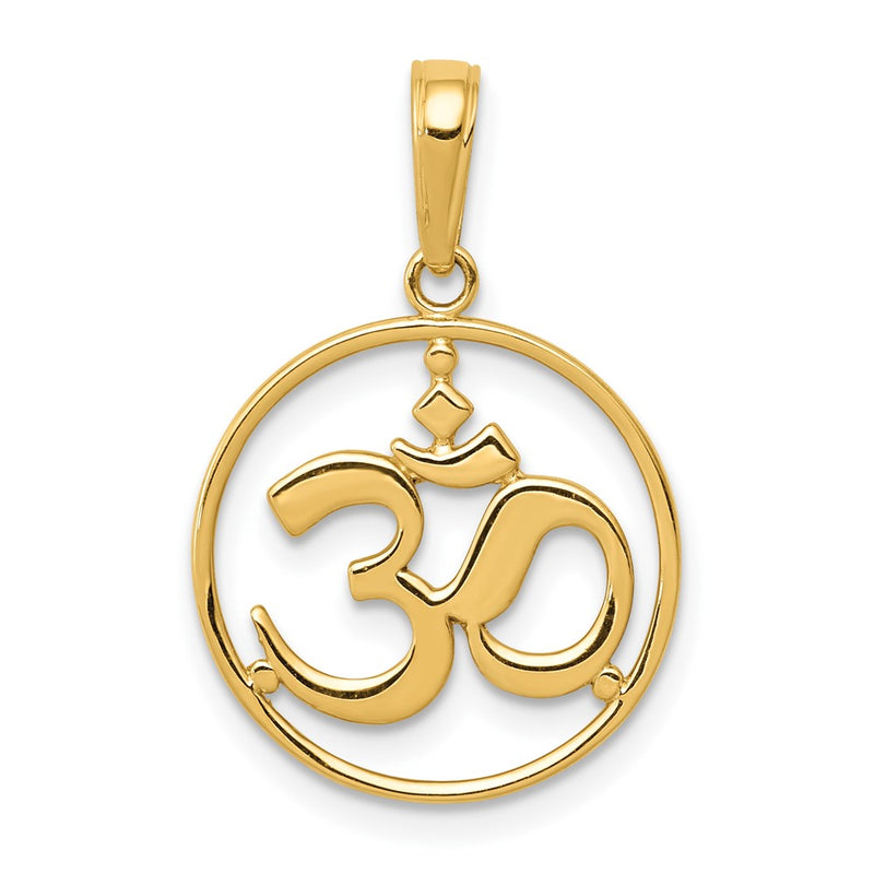 14K Cut-out Round Frame Yoga Om Symbol Pendant