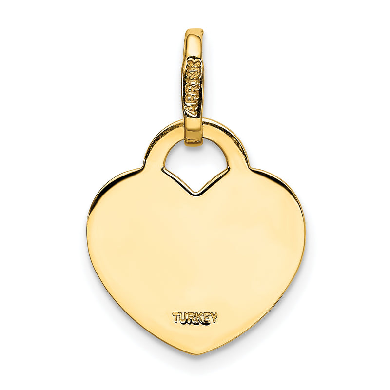 14K Polished Heart Shaped Disc Pendant