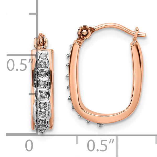 14k Rose Gold Diamond Fascination U Hoop Earrings